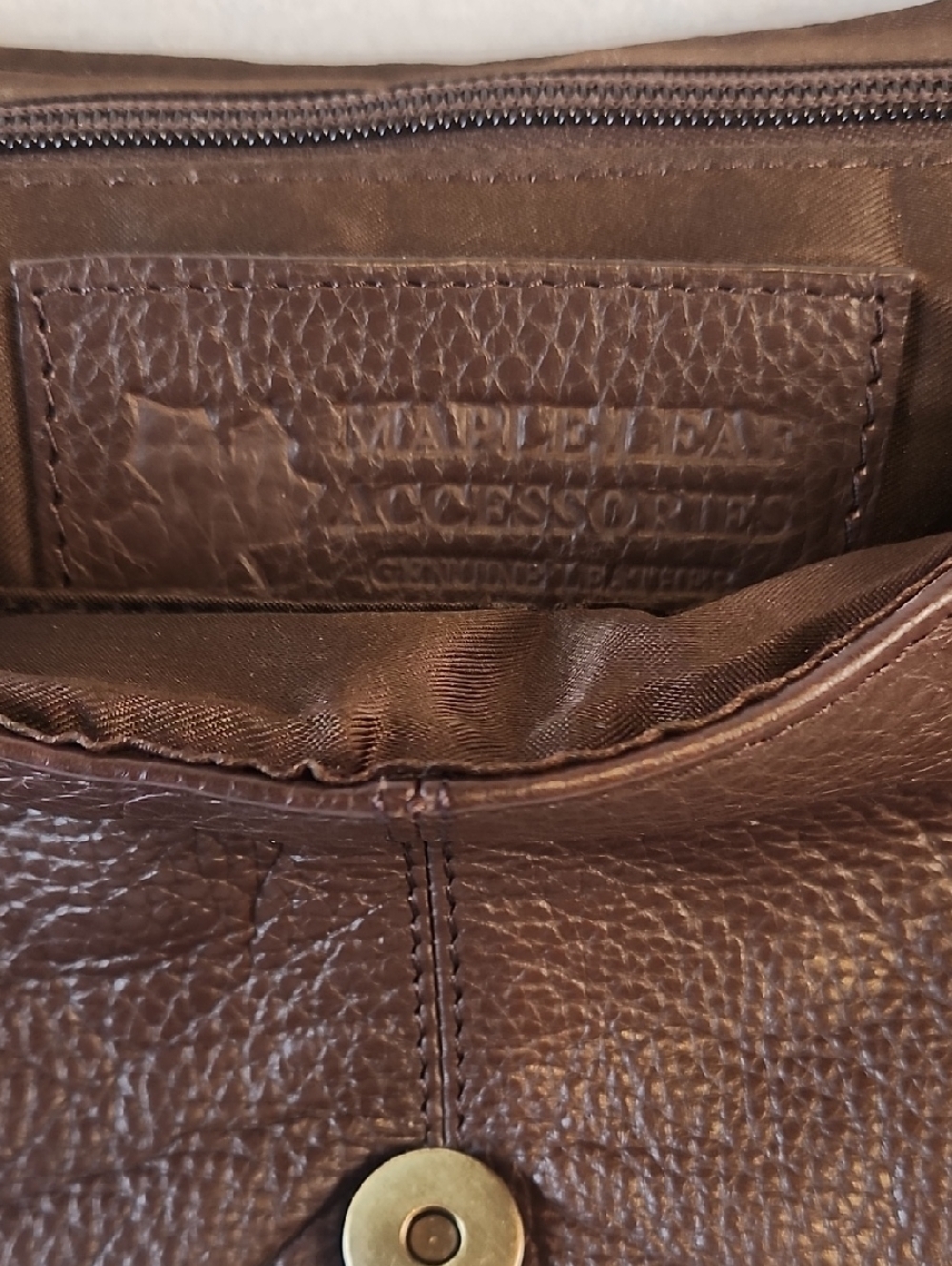 Classic Brown Pebble Genuine Leather Shoulder Bag with Gold Buckle - Picture 13 of 16